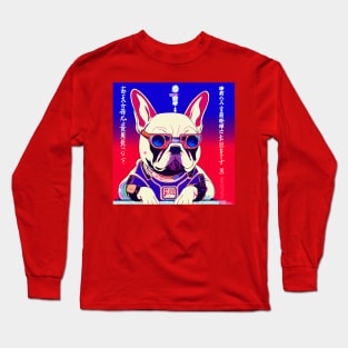 Dog Frenchie as a 80's anime Long Sleeve T-Shirt